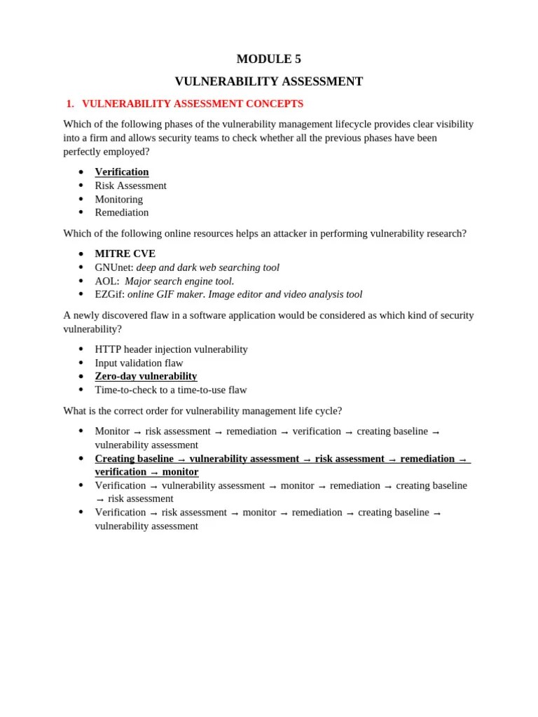 MODULE 5 VULNERABILITY ASSESSMENT | PDF