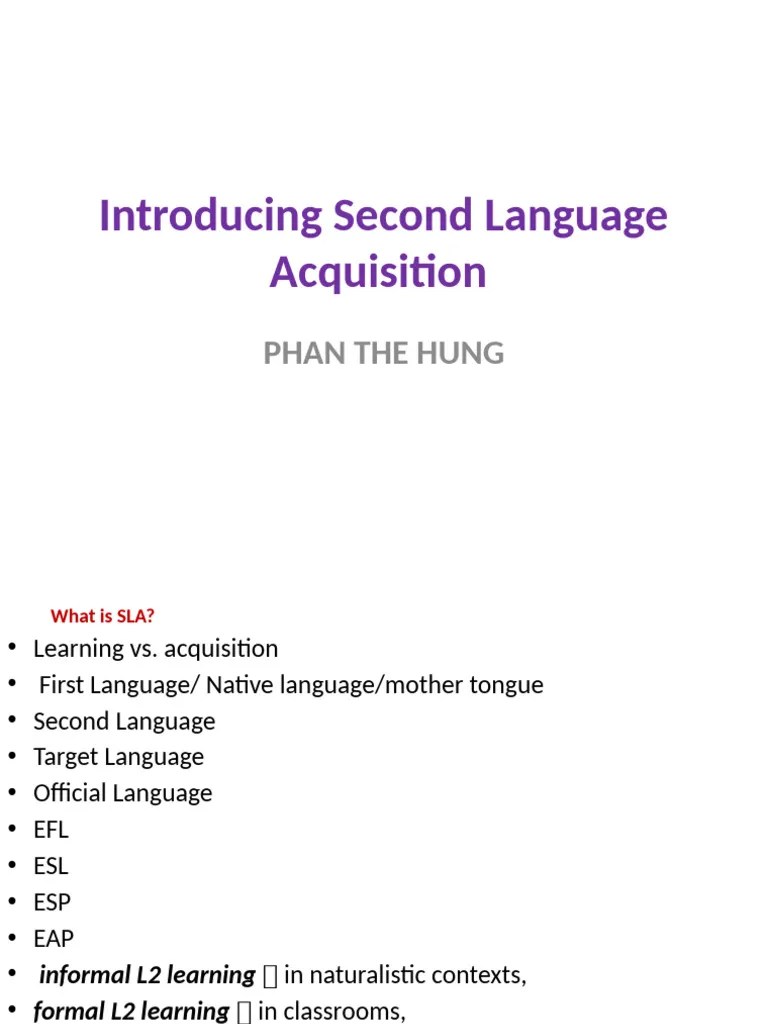 Introducing Second Language Acquisition-PTH | PDF