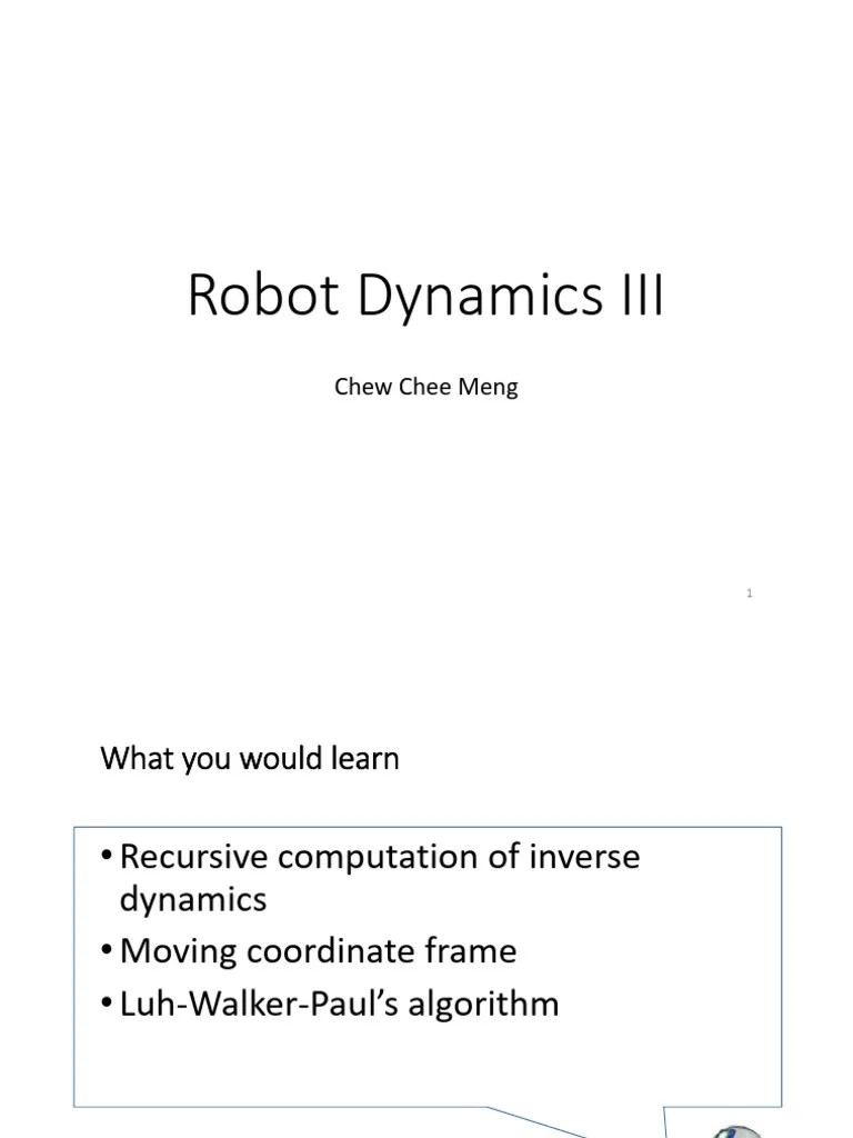 Robot Dynamics 3 | PDF | Kinematics | Space