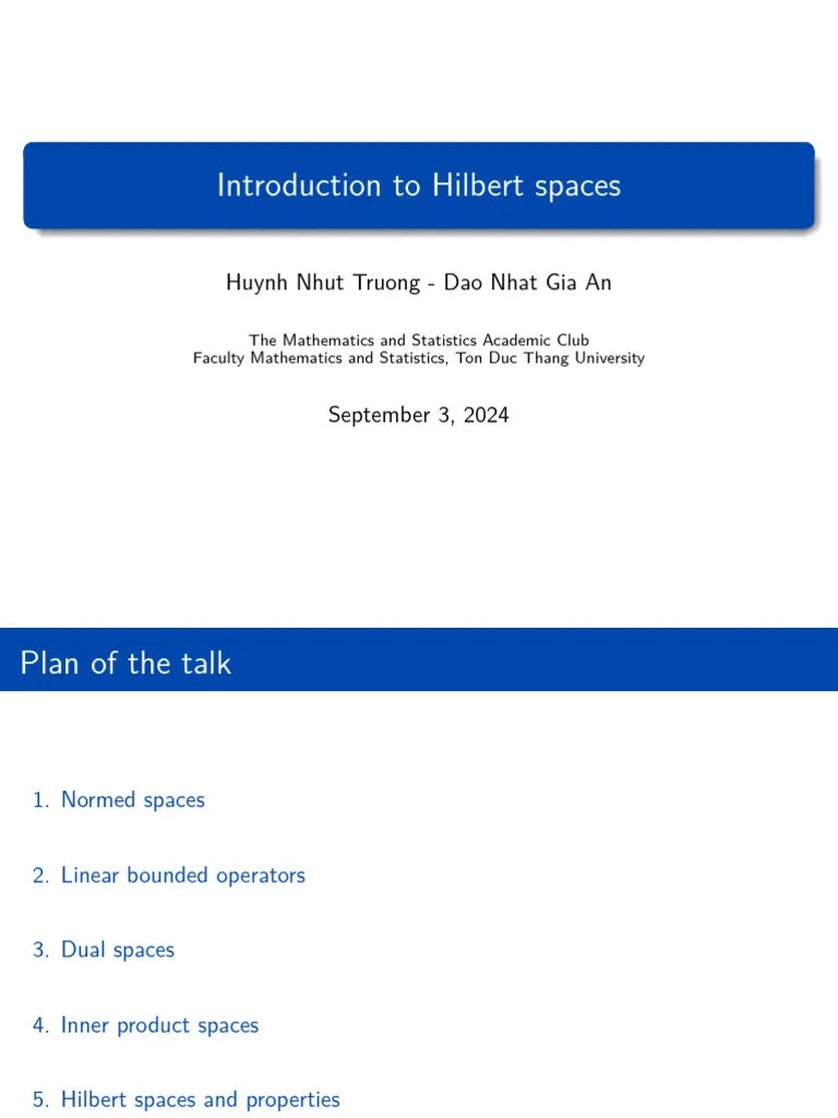 Introduction To Hilbert Space | PDF | Hilbert Space | Mathematical ...