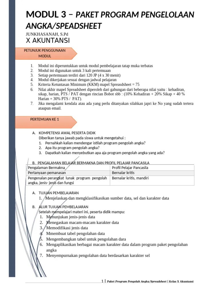 MODUL 3 SPREADSHEET | PDF