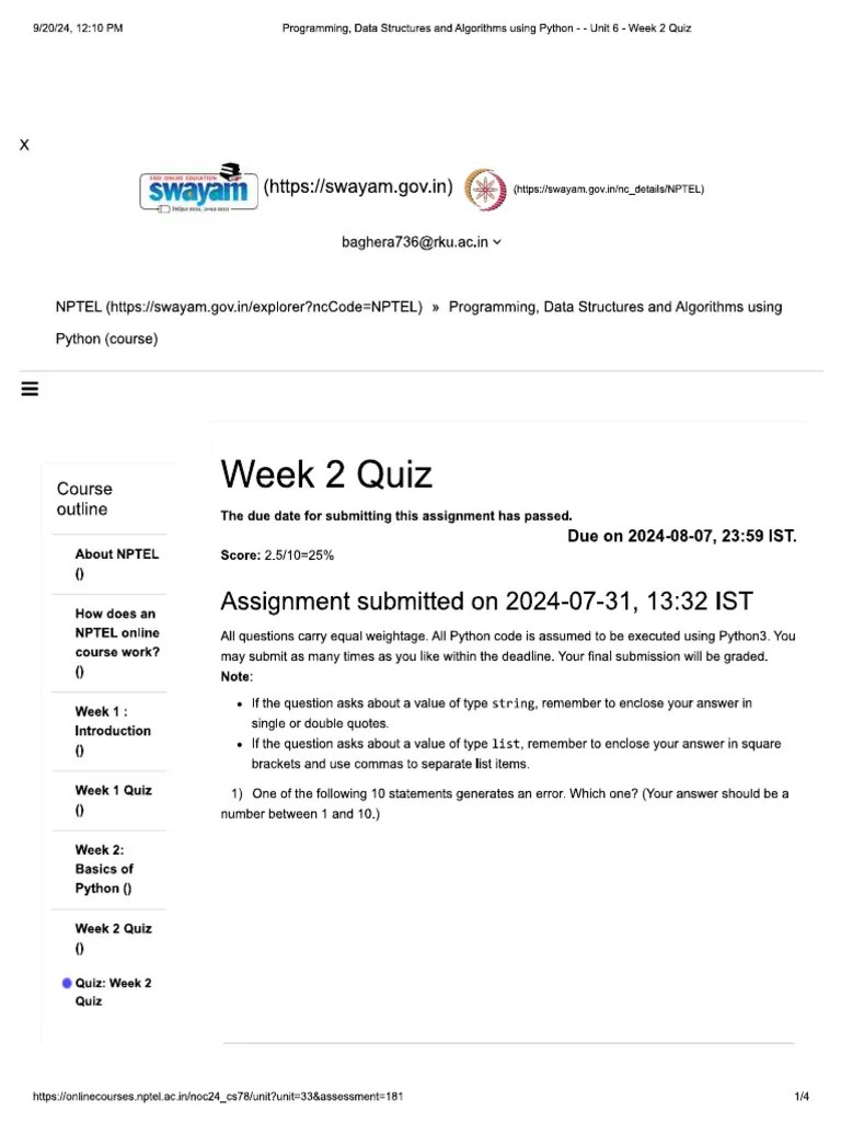 Quiz Week 2 | PDF