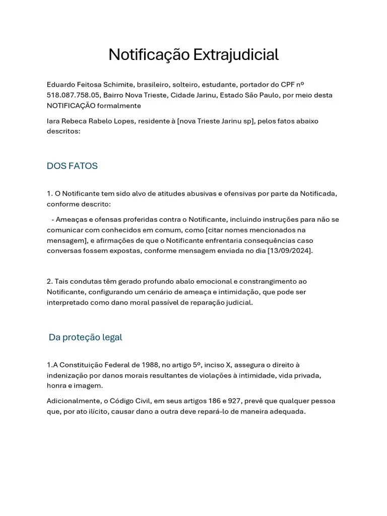 Notificação Extrajudicial | PDF