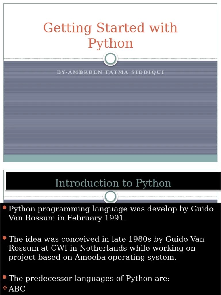 Ppt-13 Getting Started With Python | PDF