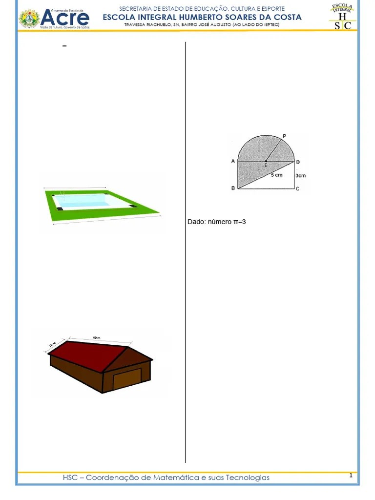 Exercícios De Geometria Plana | PDF