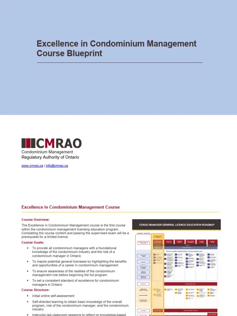 Excellence In Condominium Management Course Blueprint | PDF