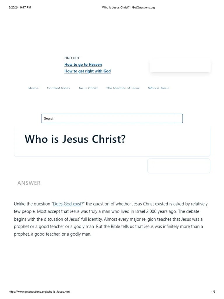 Who Is Jesus Christ_ _ GotQuestions.org | PDF