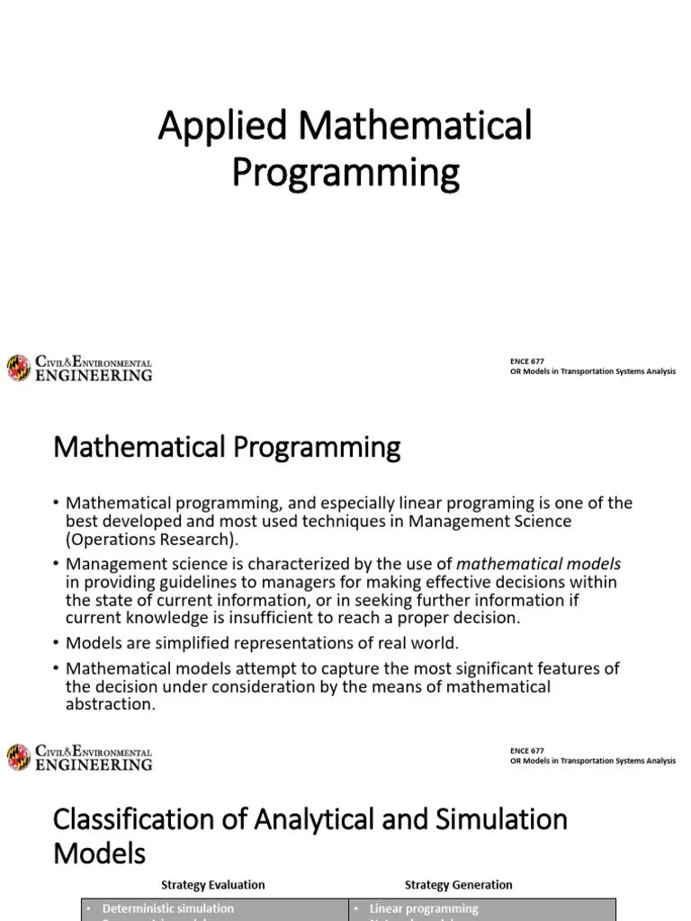 ENCE 677, W1-2.Linear Programming, Formulation | PDF | Mathematical ...