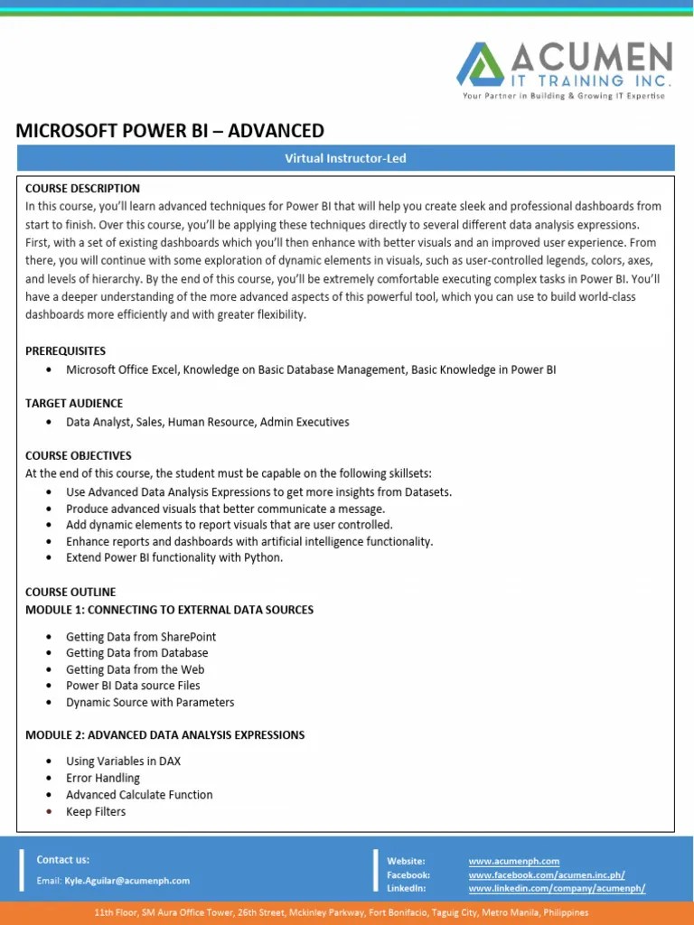 Microsoft Power BI (Advanced) | PDF