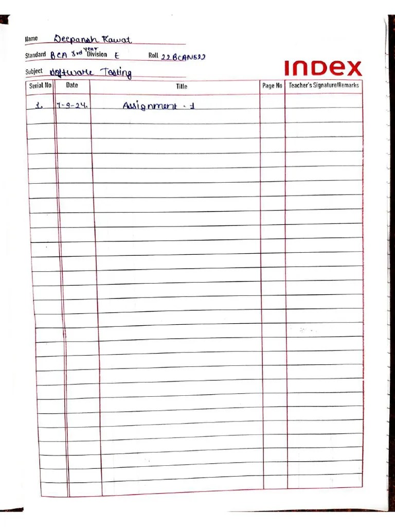 Software Testing Assignment 1 | PDF