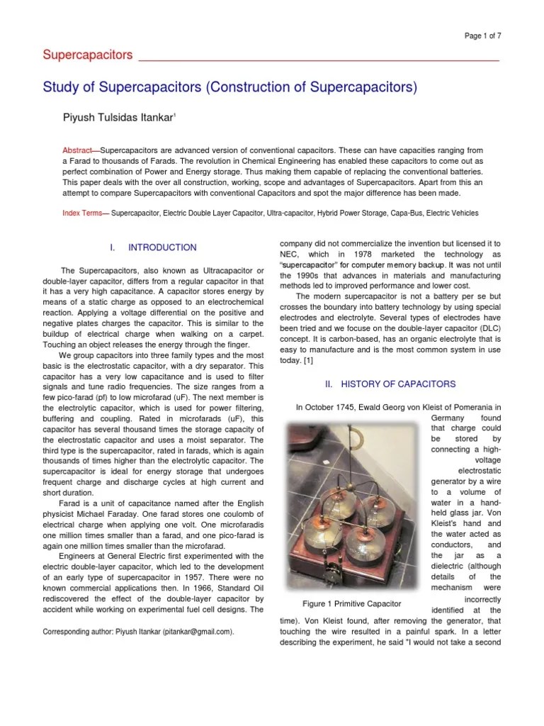 Super Capacitors Construction Capacitor Electrical