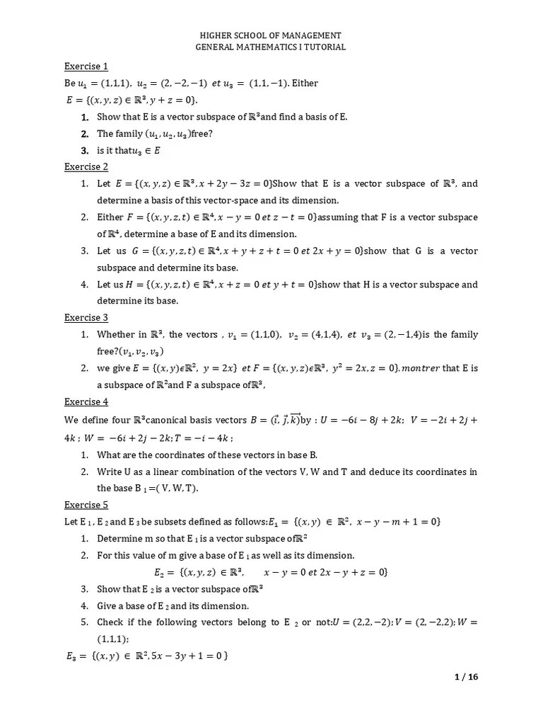 Mathematics Tutorial 1 And 2 | PDF | Eigenvalues And Eigenvectors ...