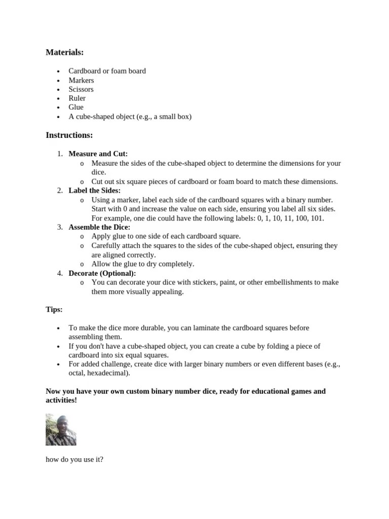 Binary Numbers Game | PDF | Dice | Word Search