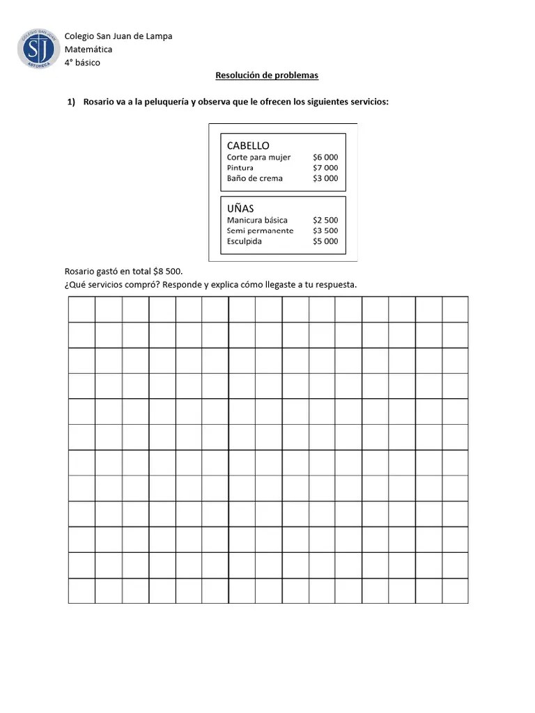 Resolución De Problemas 4° Básico | PDF