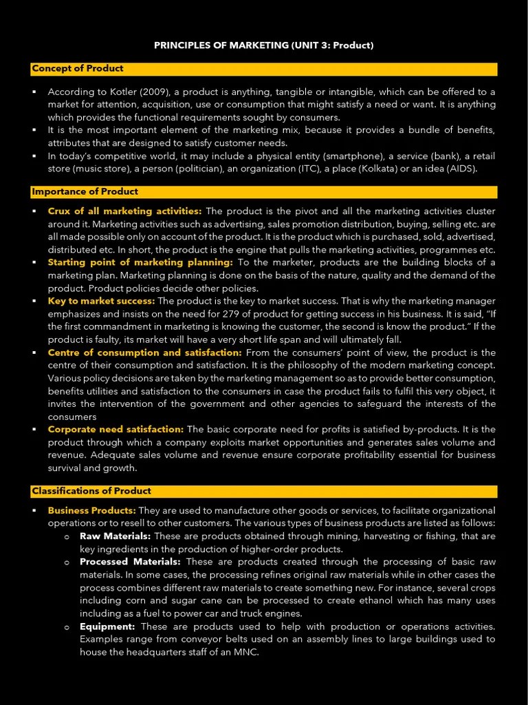 PRINCIPLES OF MARKETING - Unit 3 - BCOM | PDF