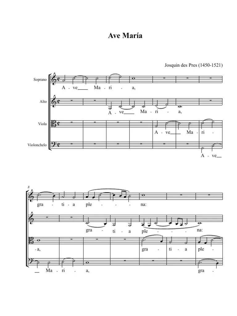 Josquin - Ave - Maria - Partitura Y Partes | PDF