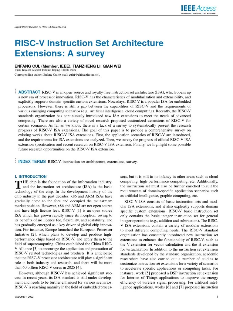 RISC-V Instruction Set Architecture Extensions - A Survey | PDF