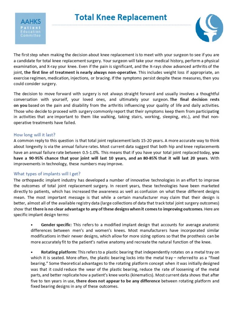 Total Knee Replacement | PDF | Surgery | Anesthesia