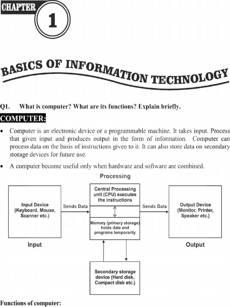 1st Year Computer Notes Chapter 1 Basic Of Information Technology | PDF