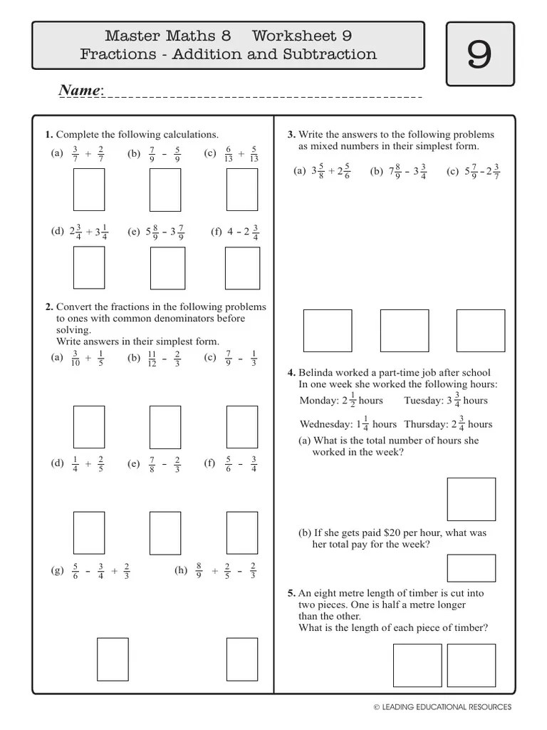 Fractions - Addition And Subtraction | PDF
