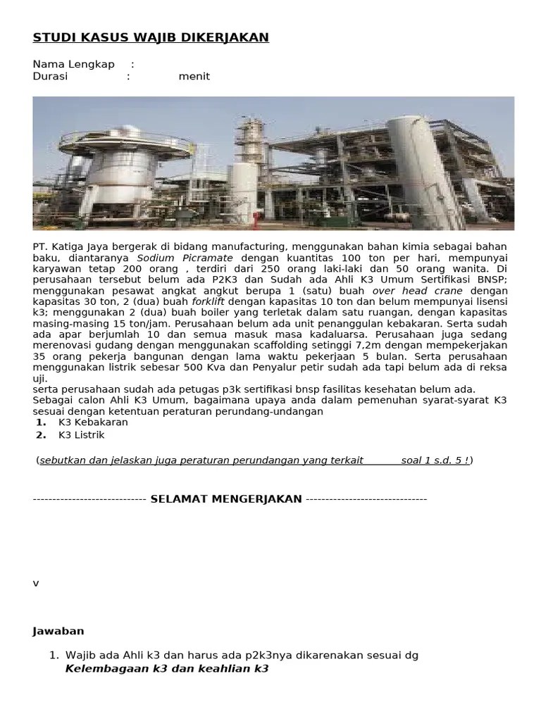 Studi Kasus Ahli K3 Umum | PDF