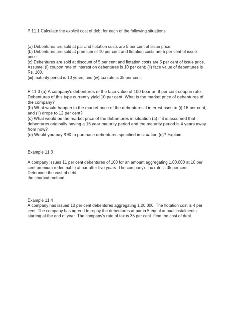 Practise Questions Cost Of Capital Pdf