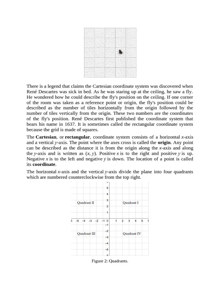 There Is A Legend That Claims The Cartesian Coordinate System Was Discovered When René Descartes ...