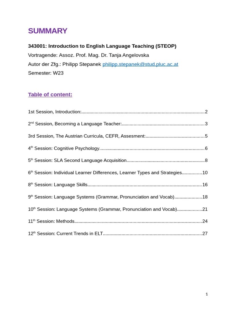 Introduction To English Language Teaching | PDF