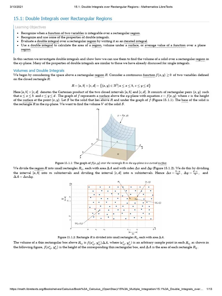 15.1 - Double Integrals Over Rectangular Regions - Mathematics ...