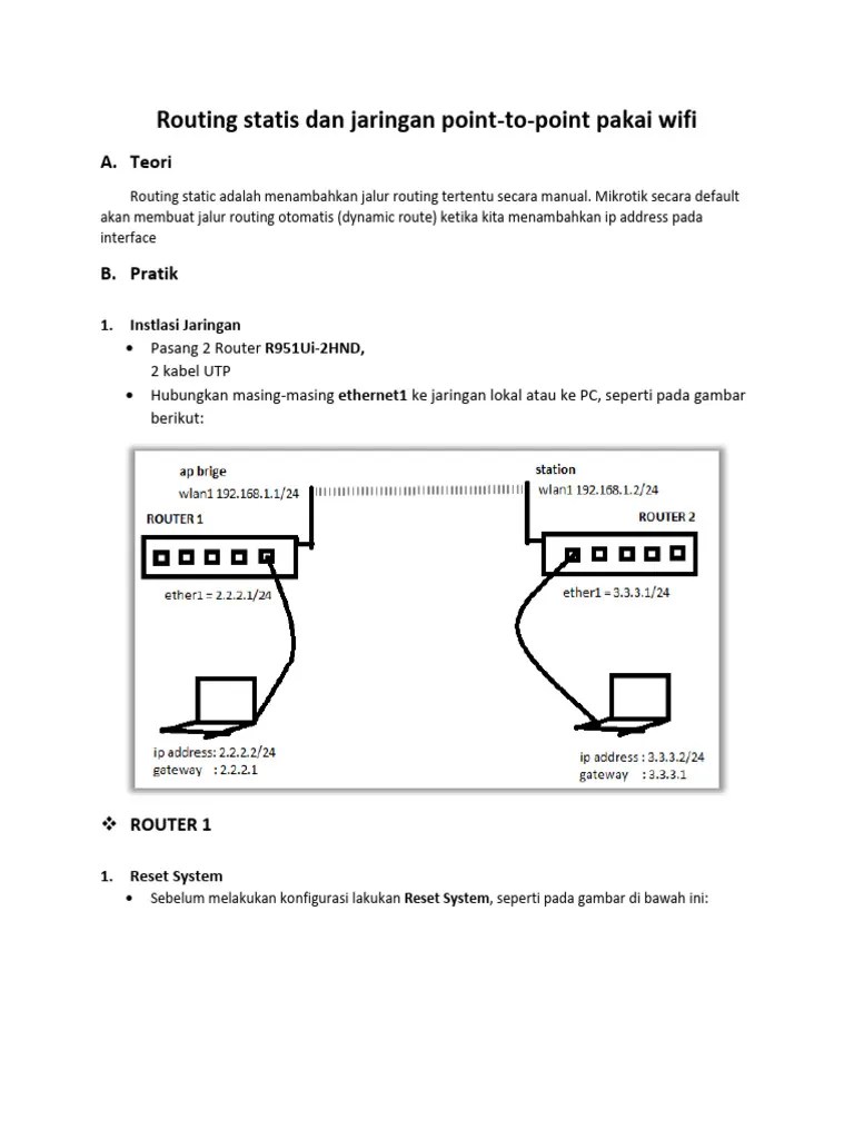 Point To Point Wifi Dan Routing Statis | PDF