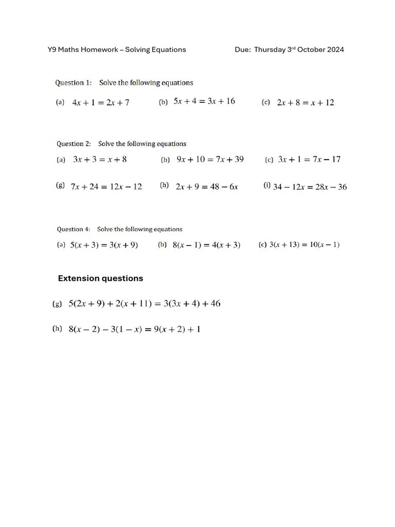 Solving Equations-Unknown On Both Sides | PDF