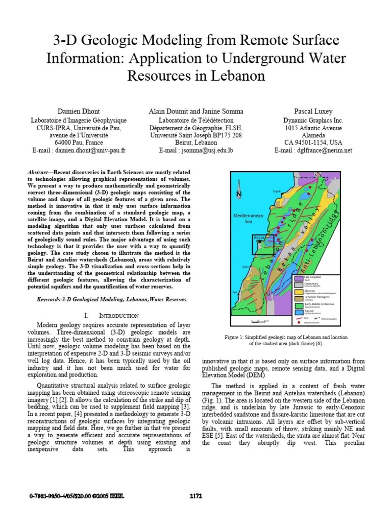 3D Geologic Modeling From Remote Surface Information - Application To ...