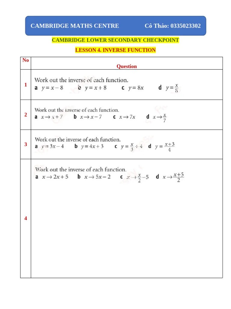 Lesson 4. Inverse Function | PDF