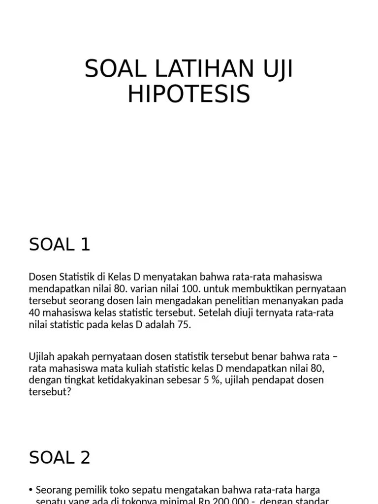 Soal Latihan Uji Hipotesis | PDF
