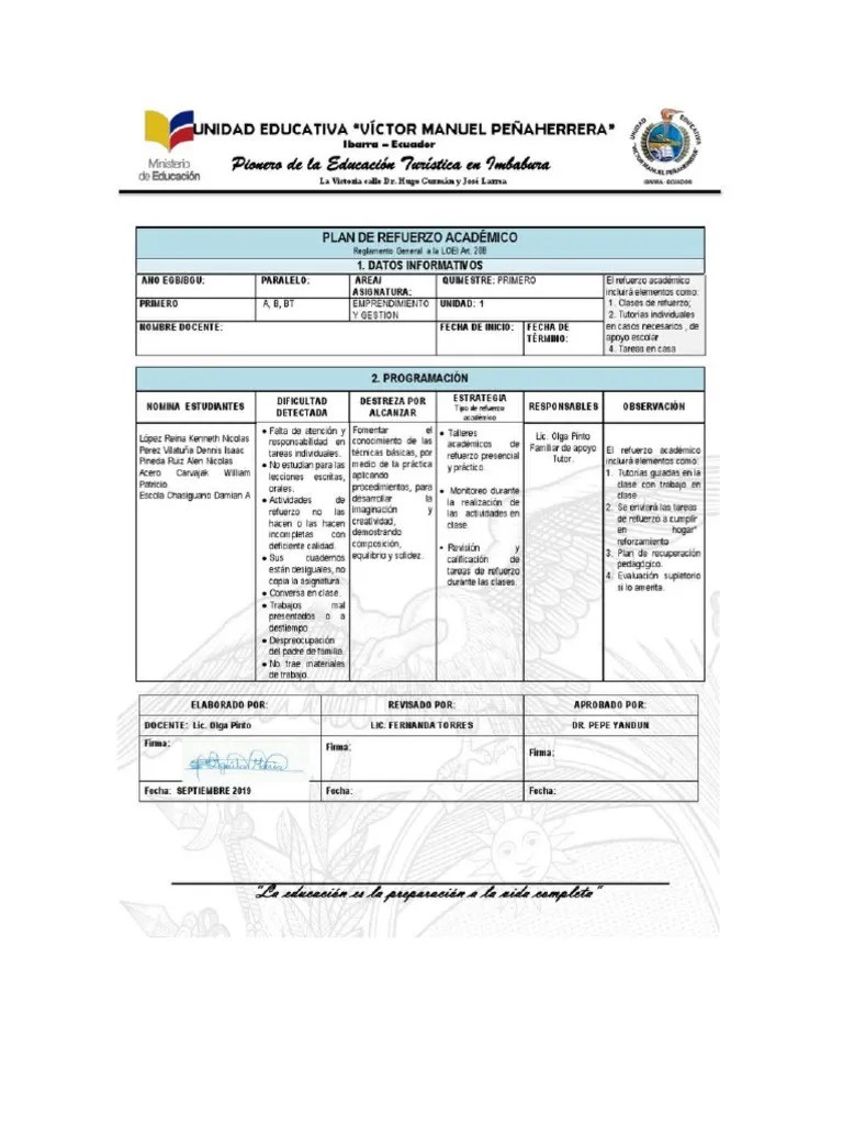 Plan De Refuerzo | PDF