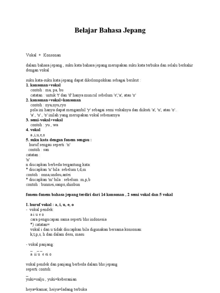 Belajar Bahasa Jepang | PDF