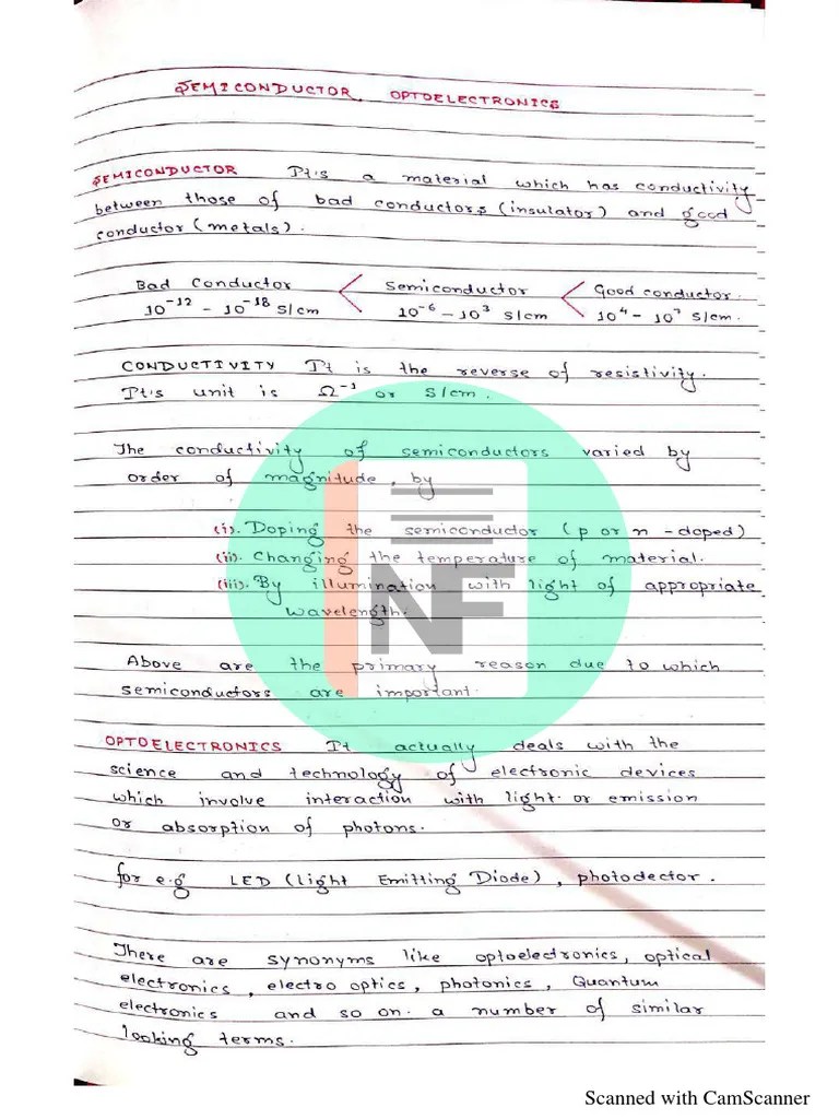 Physics Semiconductor Notes Pdf