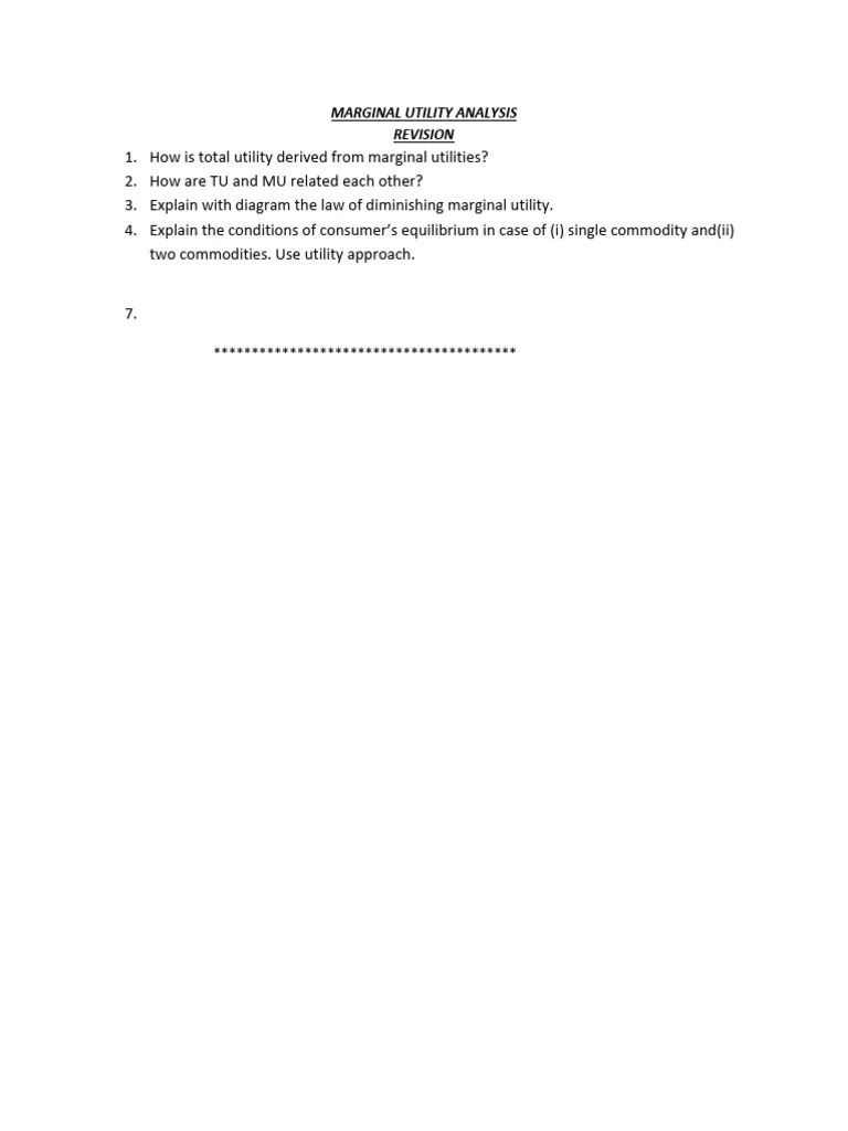 Marginal Utility Analysis-ws | PDF