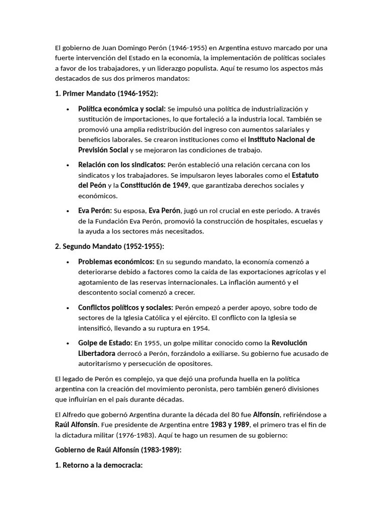 El Gobierno De Juan Domingo Perón | PDF