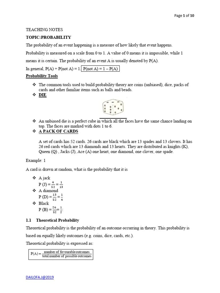 Probability Notes 1 | PDF | Probability | Expected Value