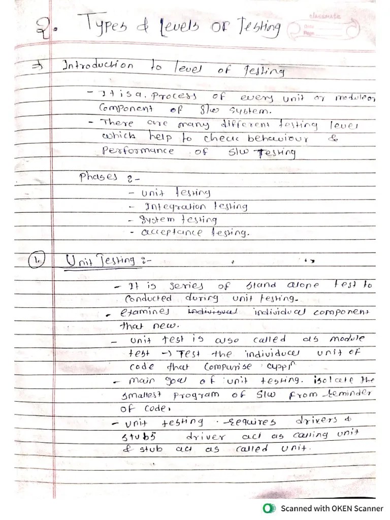 Unit 2 Types & Levels Of Testing | PDF