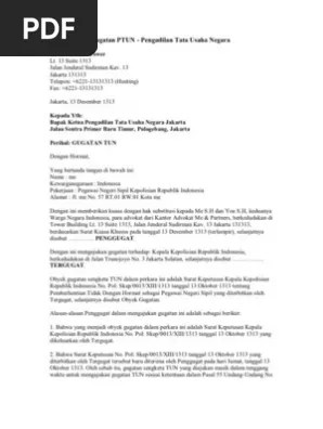 Doc Surat Gugatan Ptun Sunu D Wibiakso Academia Edu 