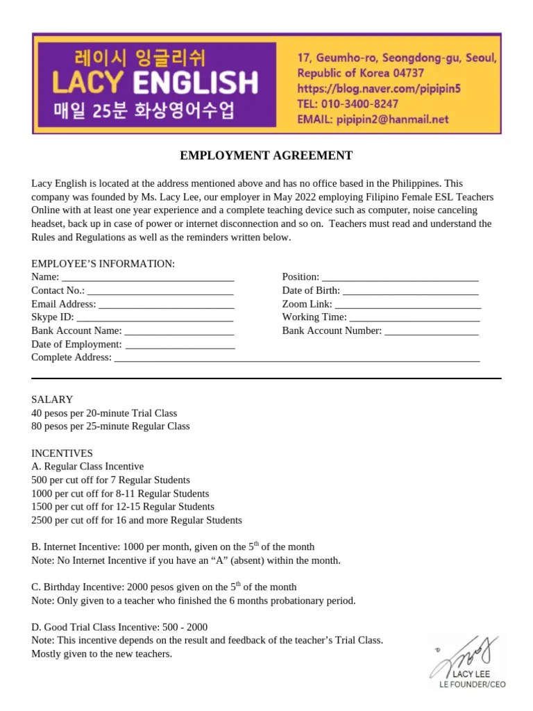 Employment Agreement | PDF