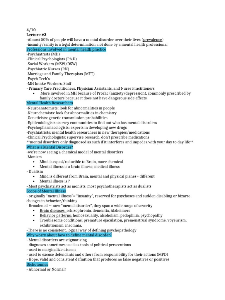 PSY 103 Lecture 3 Notes (UCSB) | PDF
