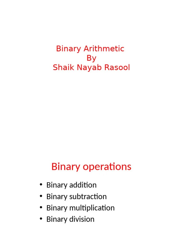 Binary Arithmetic 01 | PDF