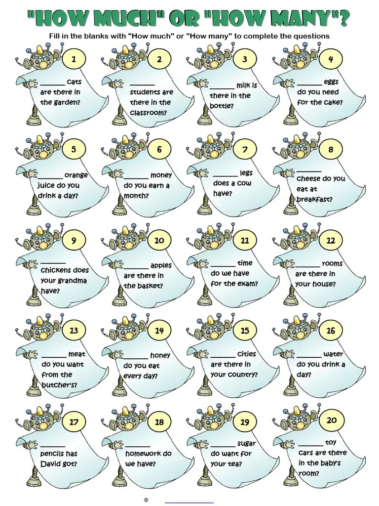How Much Or How Many Esl Grammar Exercises Worksheet | PDF