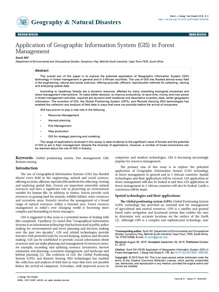 Application Of Geographic Information System (GIS) In Forest Management | PDF | Geographic ...