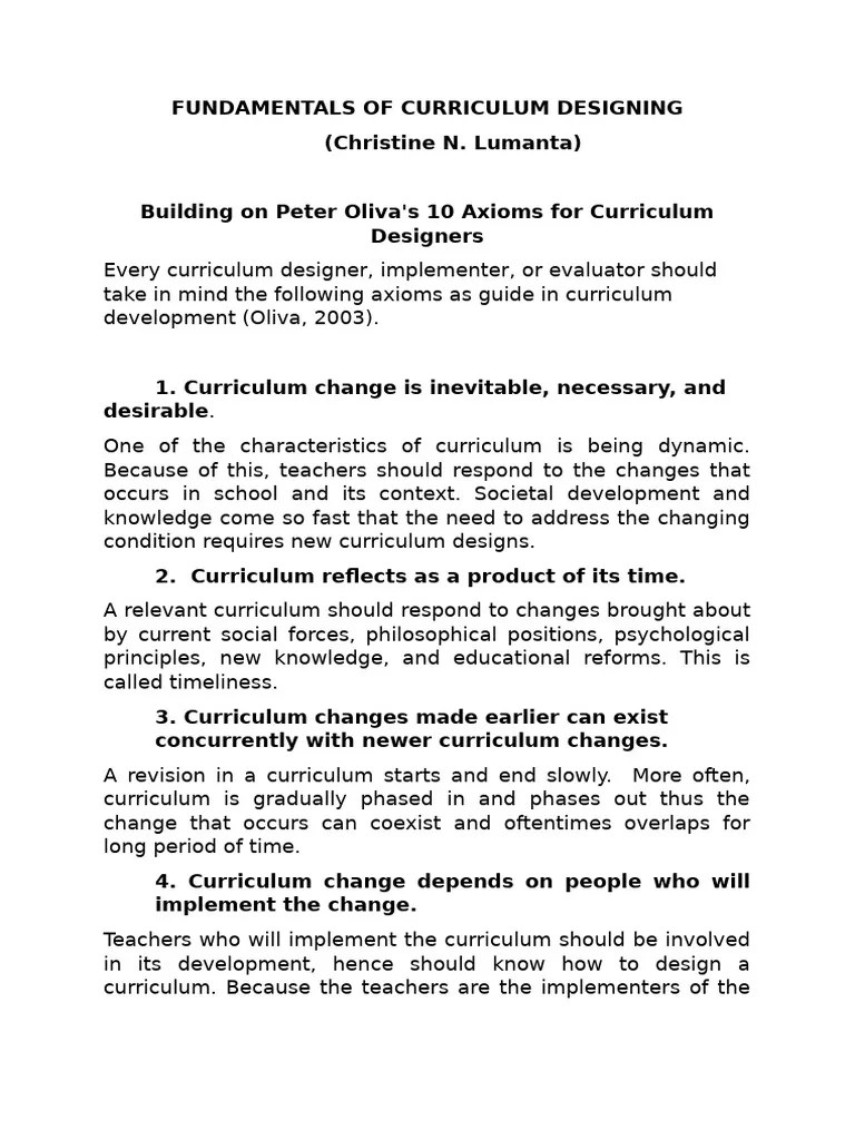 Fundamentals Of Curriculum Designing | PDF