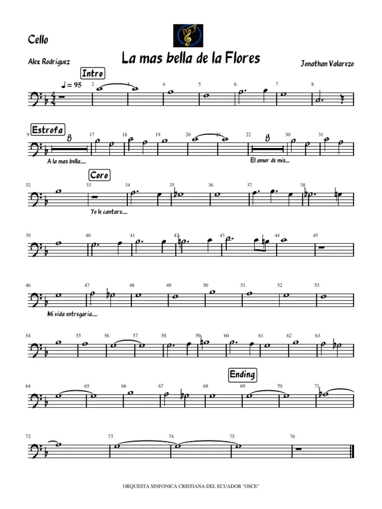 La Mas Bella De Las Flores Cello | PDF