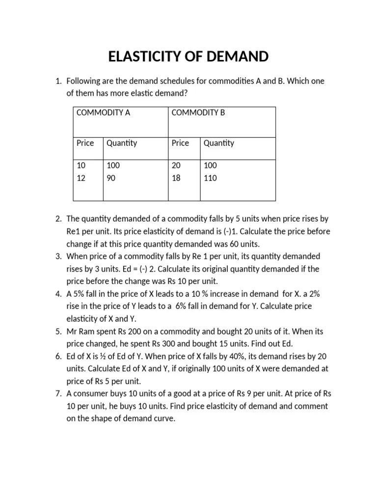 3 Elasticity Of Demand Numericals | PDF
